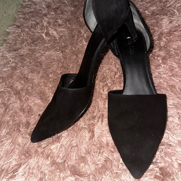 Vince Black suede Women's pointed kitten Heels 8 formal office - Picture 14 of 15